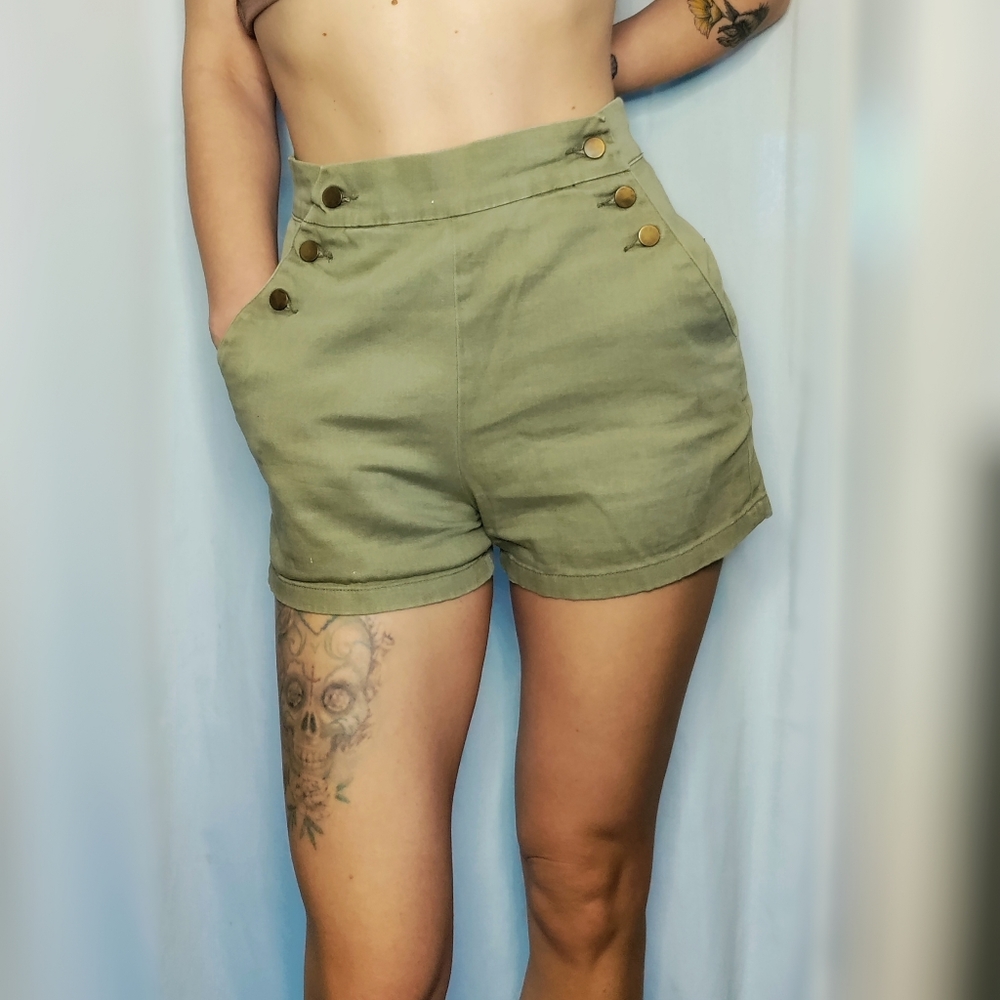 Sweet Rain High Waisted Khaki Sailor Shorts